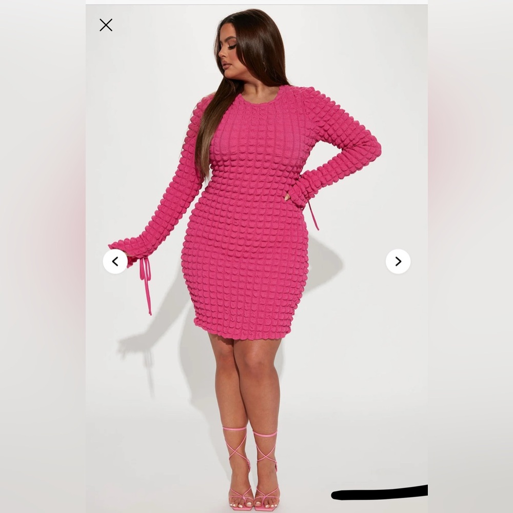 Fashion Nova Pink Bodycon Long Sleeve Dress
